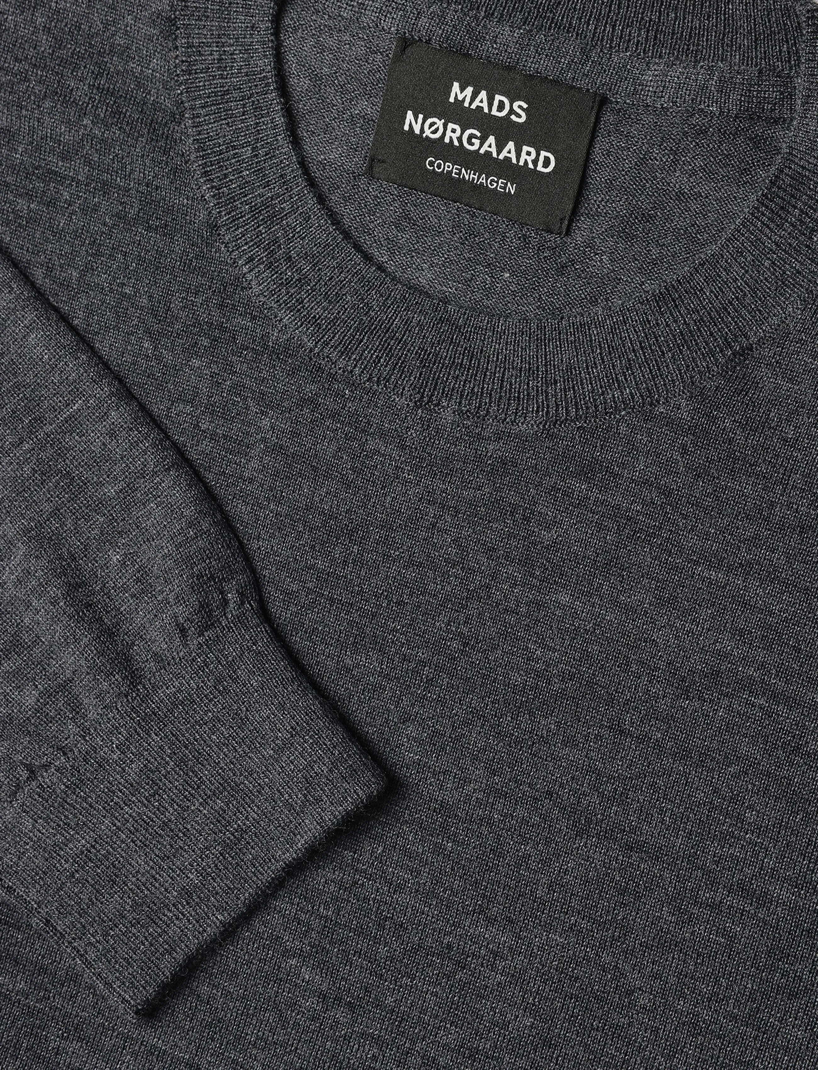 Mads Nørgaard - Merino Wool Karsten Knit - rundhals - charcoal melange - 2