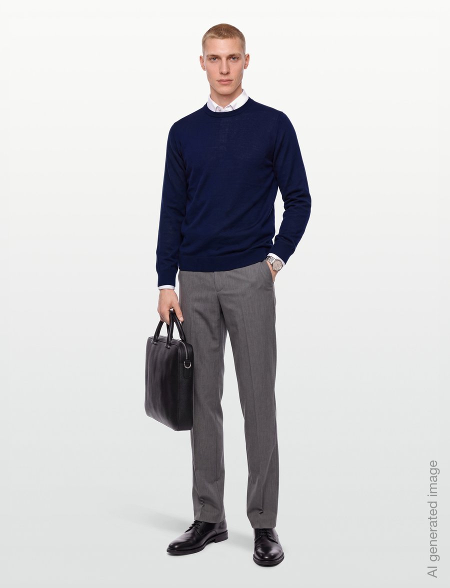 Mads Nørgaard - Merino Wool Karsten Knit - round necks - sky captain - 0