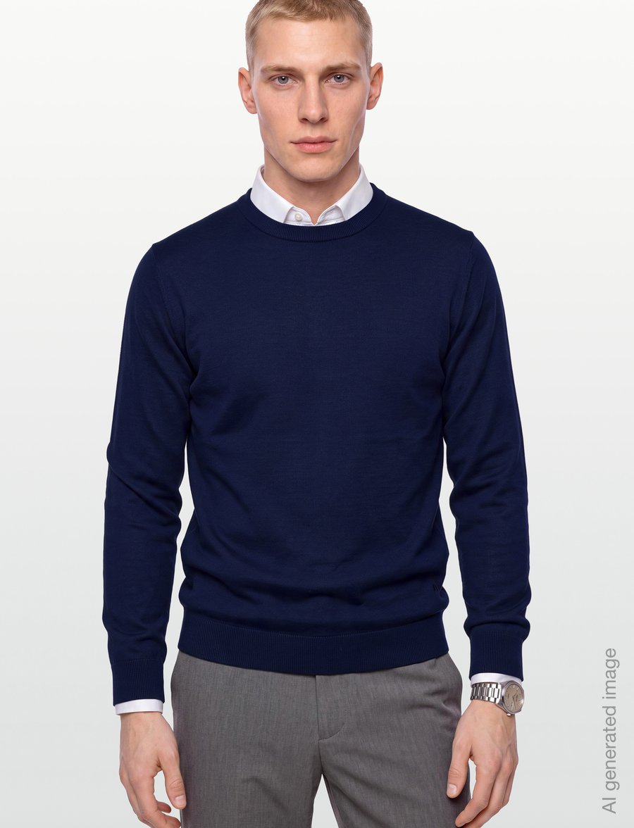 Mads Nørgaard - Merino Wool Karsten Knit - round necks - sky captain - 3