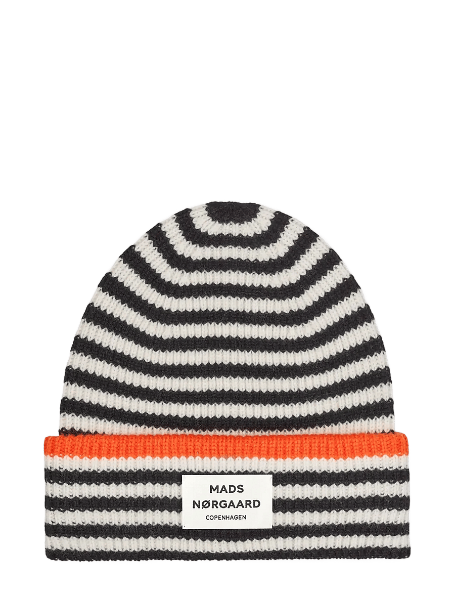 Mads Nørgaard - One Wool Anju Stripe Beanie - mützen - black/vanilla ice - 0