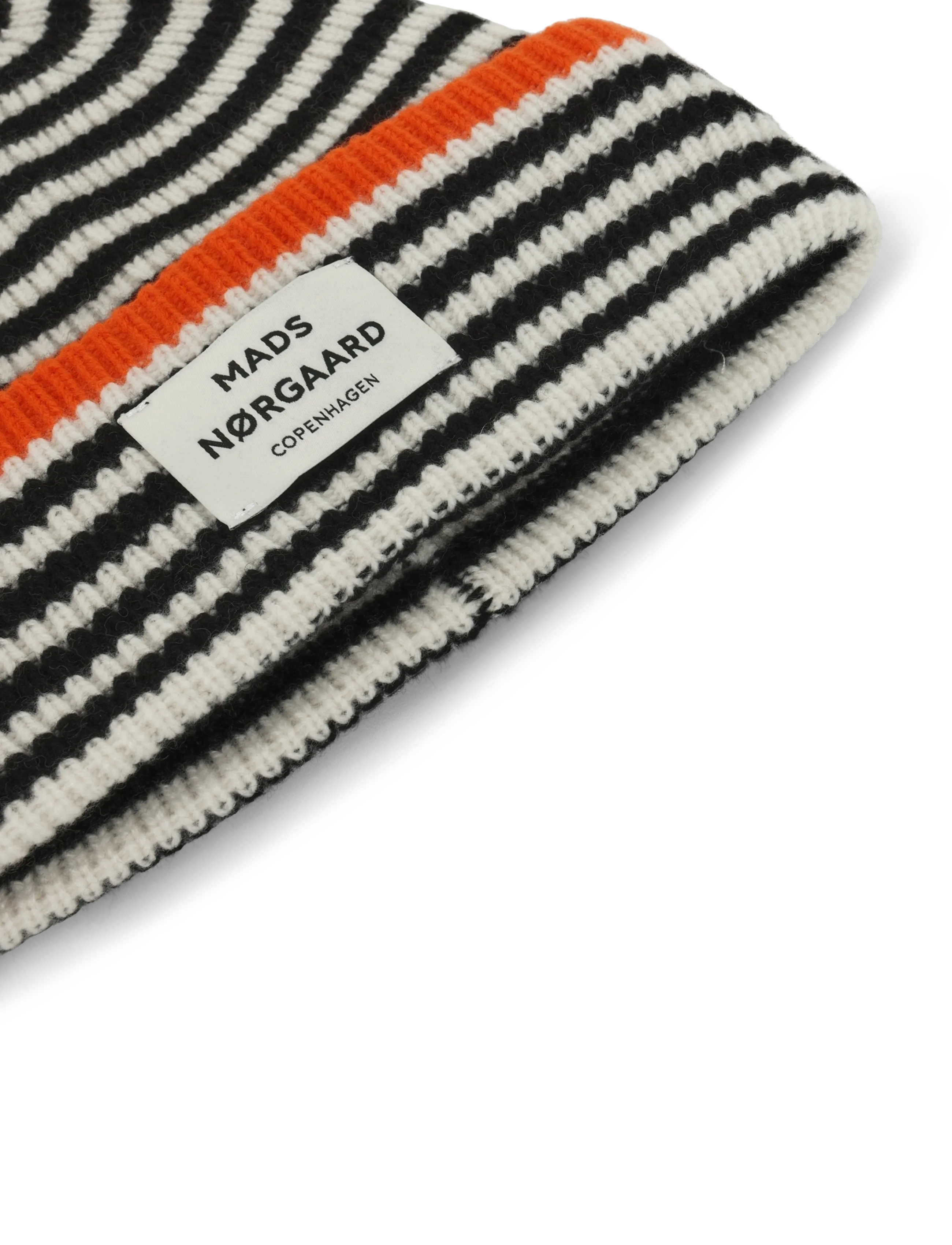 Mads Nørgaard - One Wool Anju Stripe Beanie - kootud mütsid - black/vanilla ice - 2