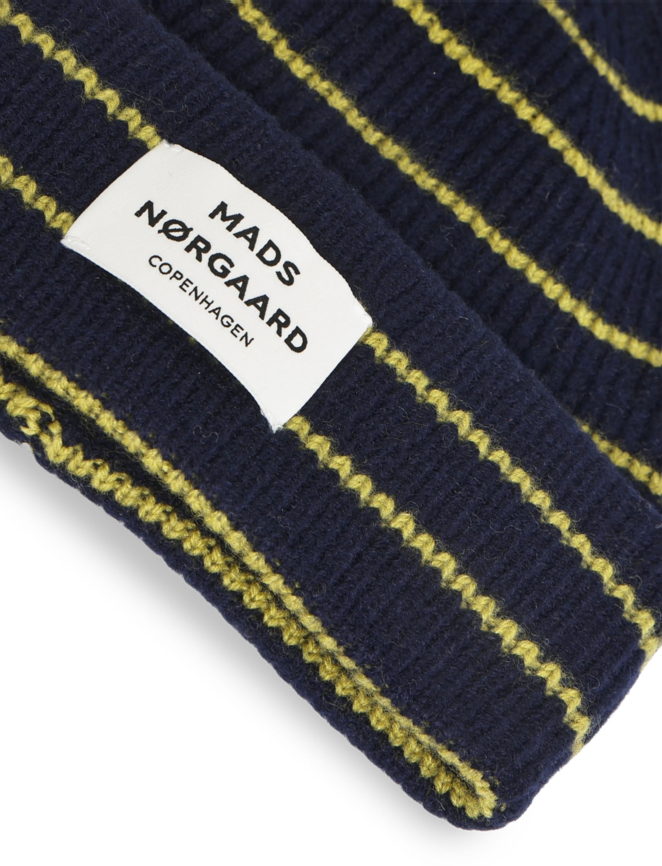 Mads Nørgaard - One Wool Anju Stripe Beanie - kootud mütsid - sky captain/green olive - 2
