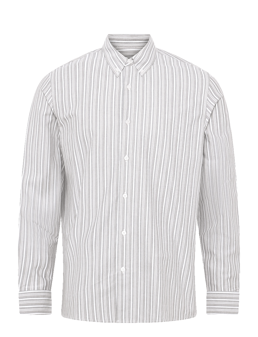 Mads Nørgaard - Oxford Sune Stripe Shirt BD - randiga skjortor - cocoa/sky captain - 0