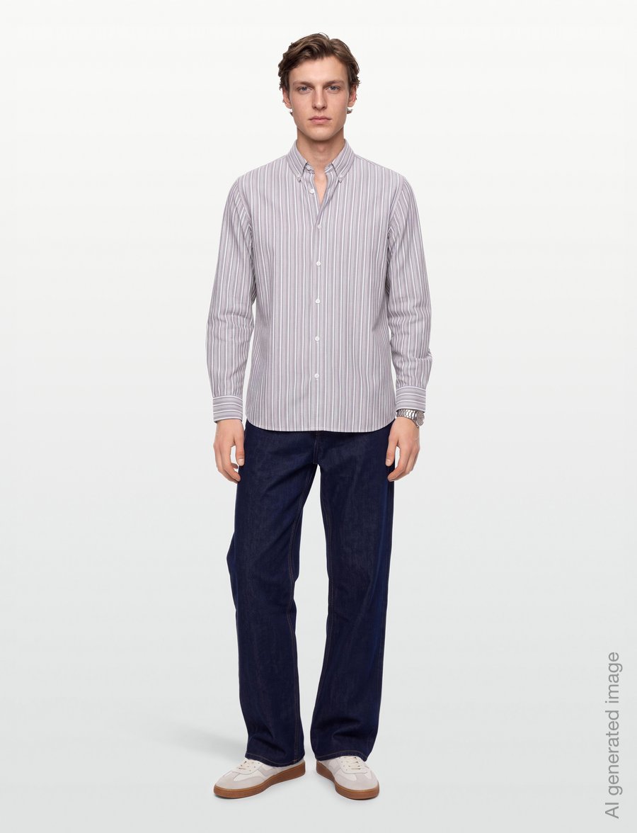 Mads Nørgaard - Oxford Sune Stripe Shirt BD - randiga skjortor - cocoa/sky captain - 0