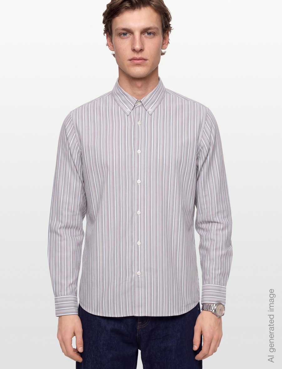 Mads Nørgaard - Oxford Sune Stripe Shirt BD - randiga skjortor - cocoa/sky captain - 3
