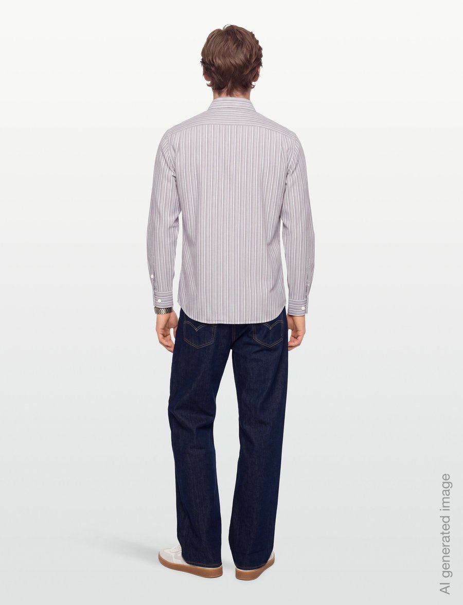 Mads Nørgaard - Oxford Sune Stripe Shirt BD - randiga skjortor - cocoa/sky captain - 4