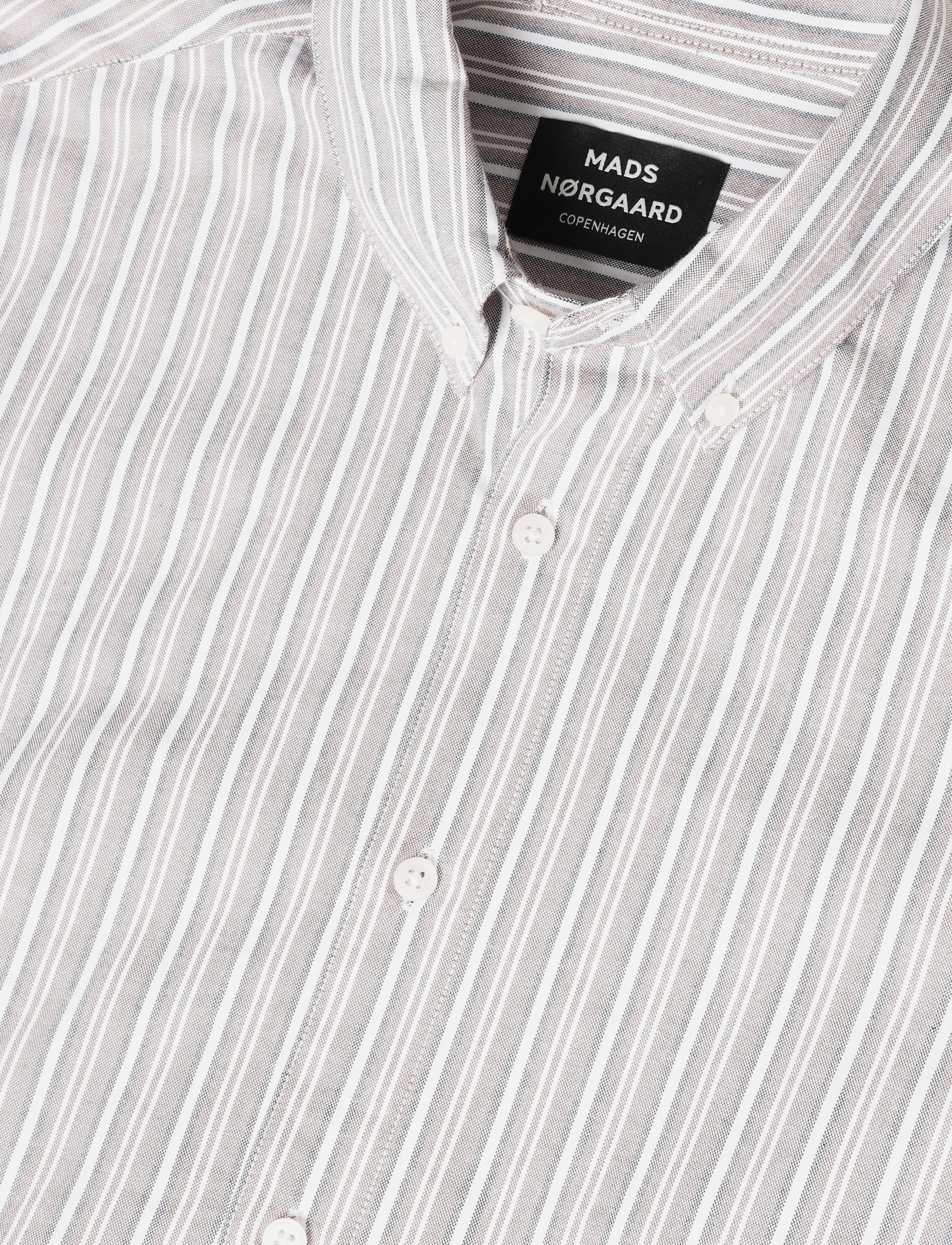Mads Nørgaard - Oxford Sune Stripe Shirt BD - randiga skjortor - cocoa/sky captain - 2