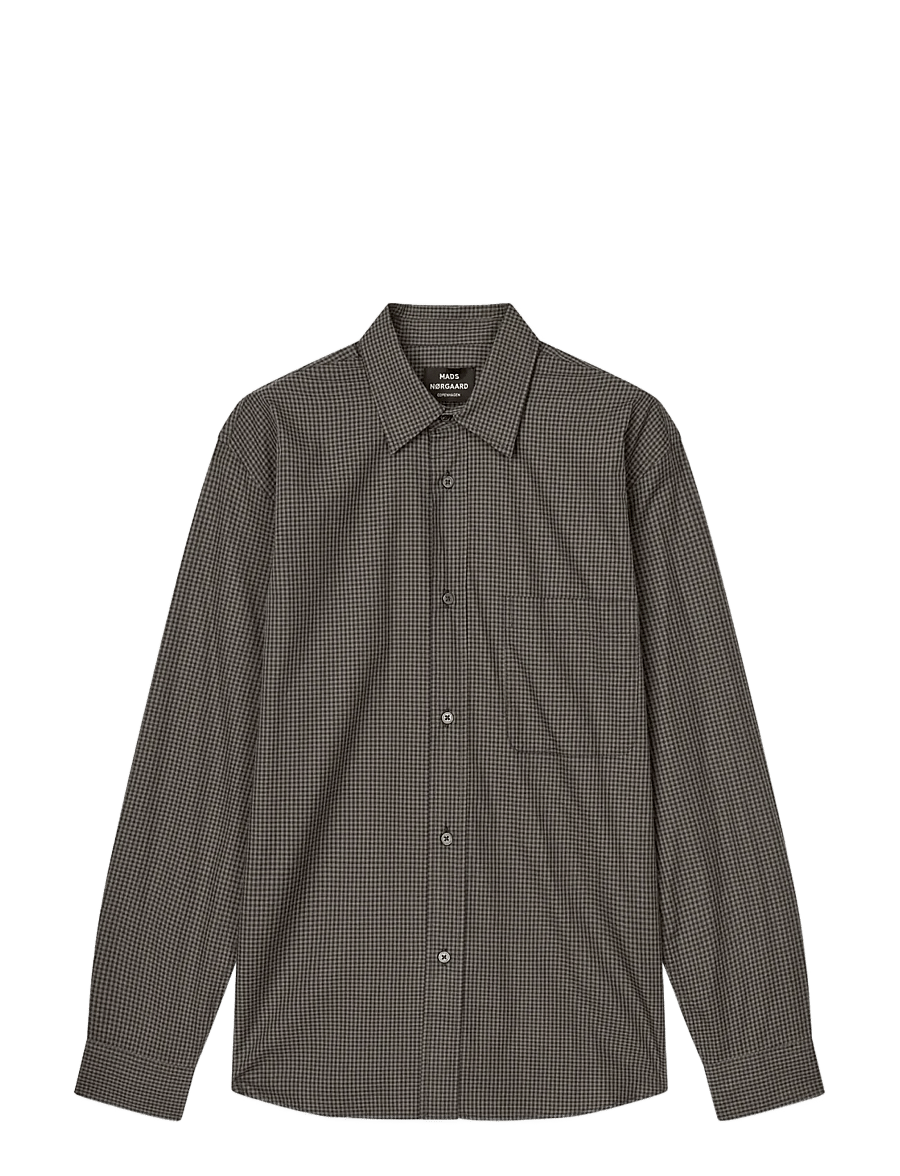 Mads Nørgaard - Cotton Soft Marcel Shirt - casual skjortor - sky captain/tarmac ch. - 1