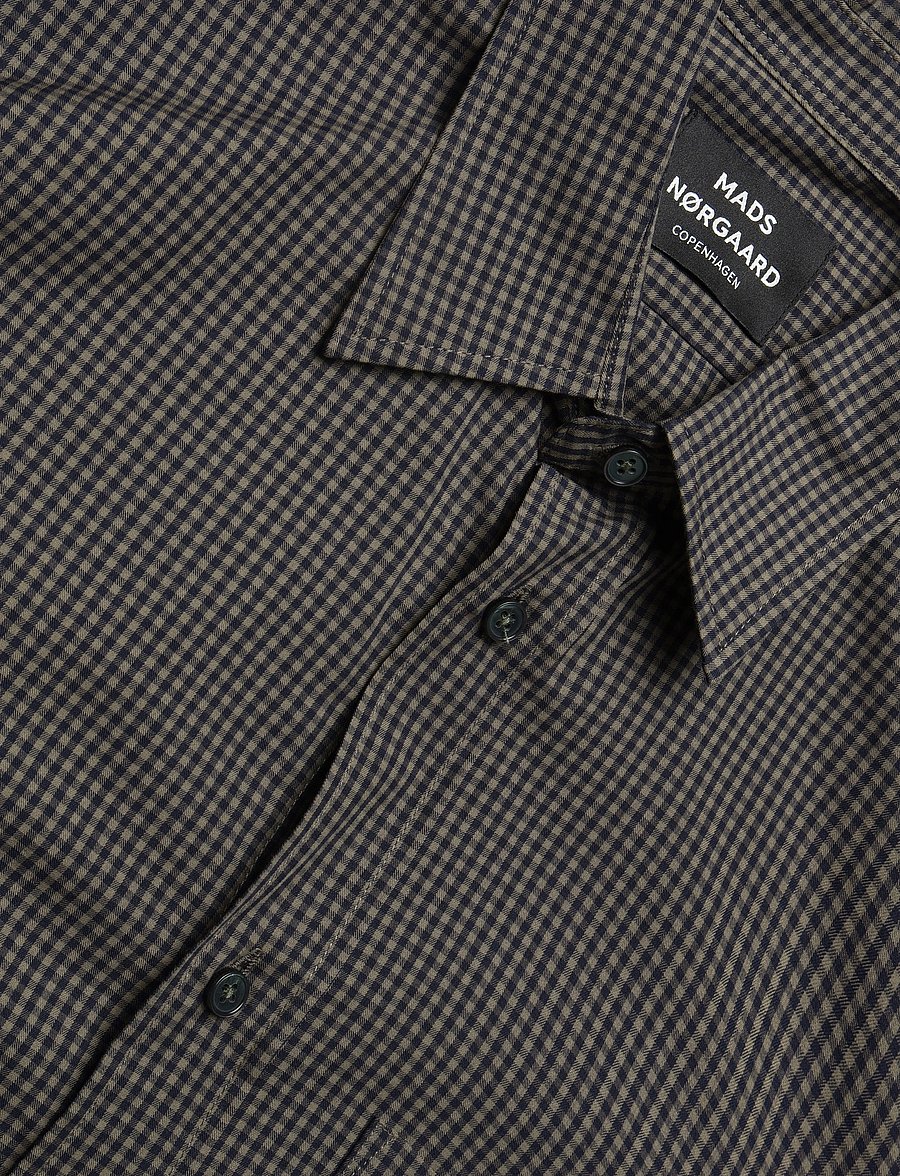 Mads Nørgaard - Cotton Soft Marcel Shirt - casual skjortor - sky captain/tarmac ch. - 4