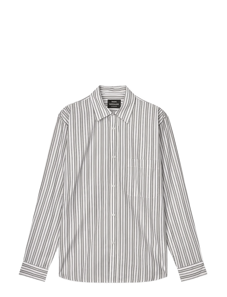 Mads Nørgaard - Cotton Soft Marcel Shirt - white/tarmac st. - 1