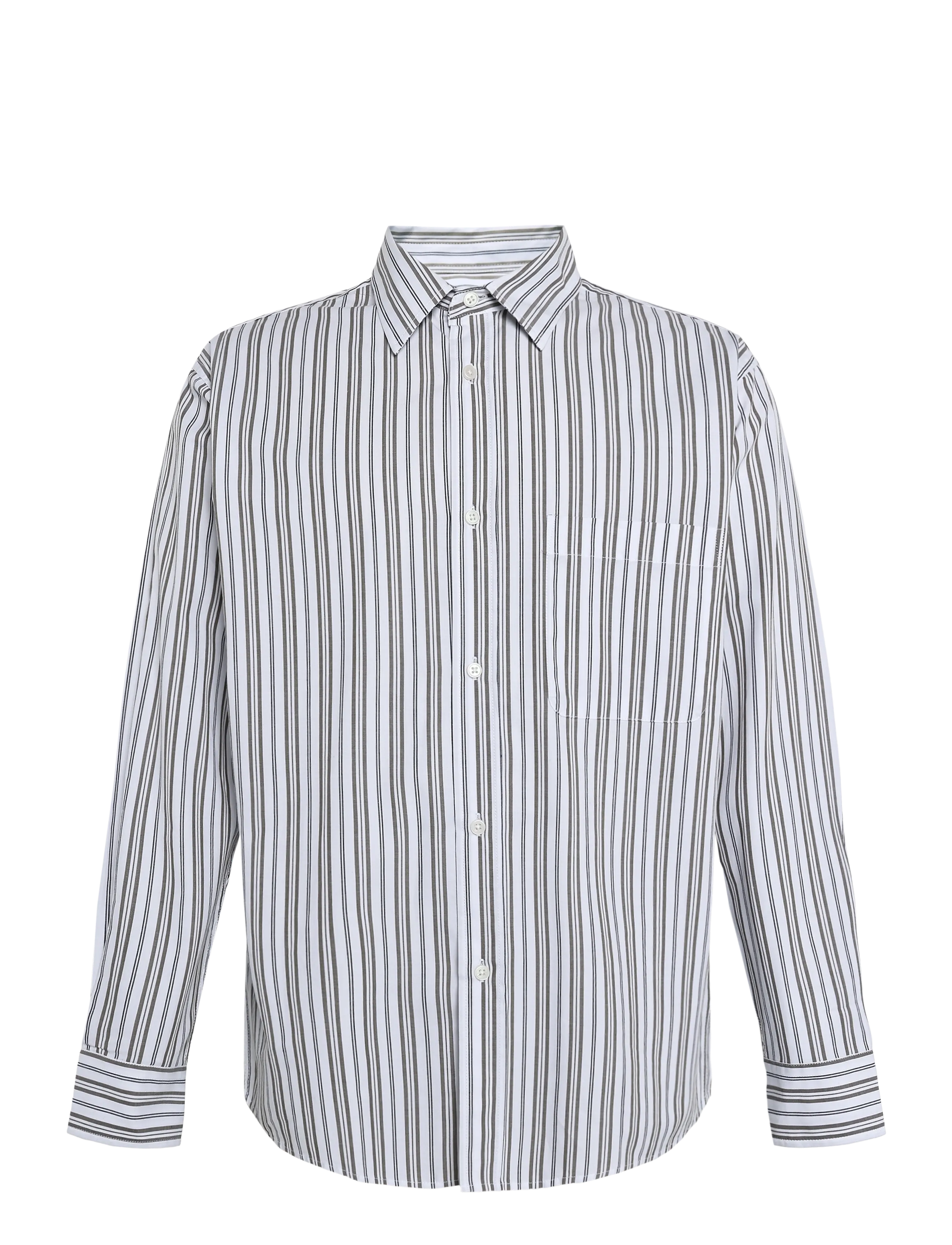 Mads Nørgaard Cotton Soft Marcel Shirt - Inspiration - WHITE/TARMAC ST. / white