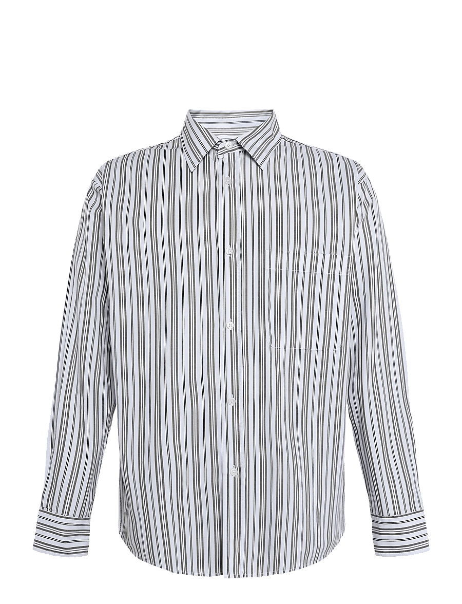 Mads Nørgaard - Cotton Soft Marcel Shirt - freizeithemden - white/tarmac st. - 0