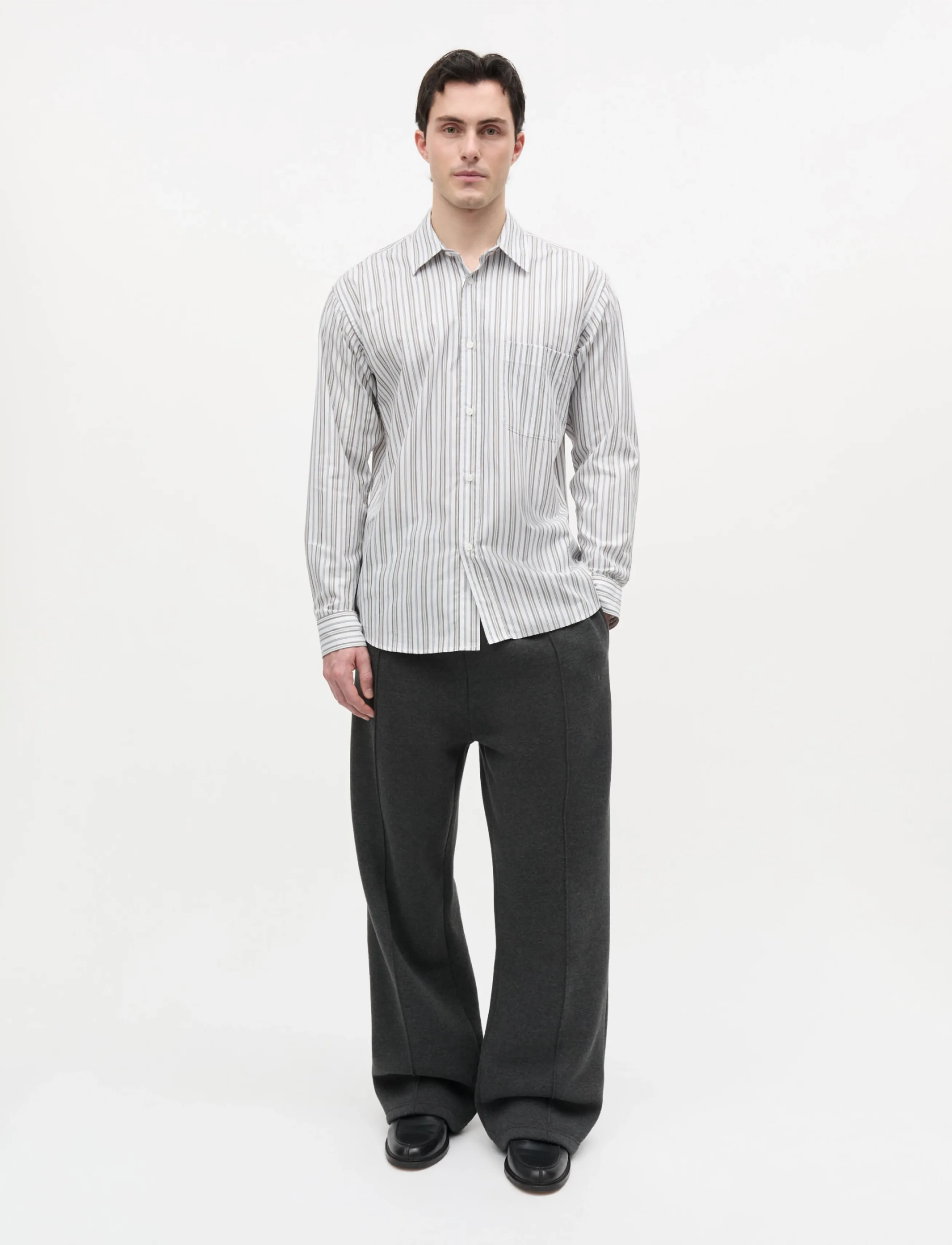 Mads Nørgaard Cotton Soft Marcel Shirt - Visa allt - WHITE/TARMAC ST. / white