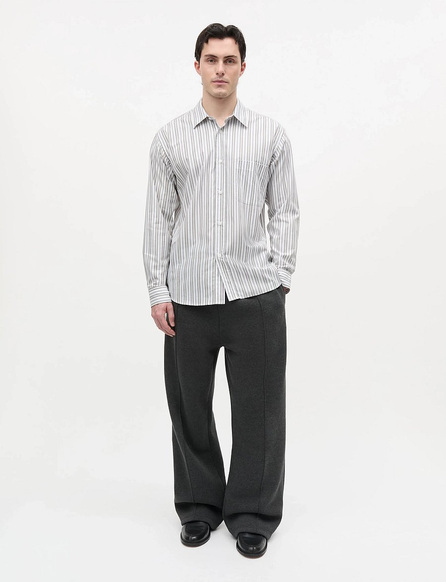 Mads Nørgaard - Cotton Soft Marcel Shirt - white/tarmac st. - 0