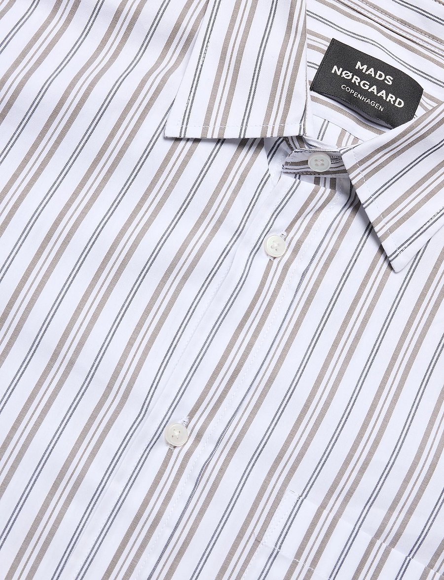 Mads Nørgaard - Cotton Soft Marcel Shirt - freizeithemden - white/tarmac st. - 2