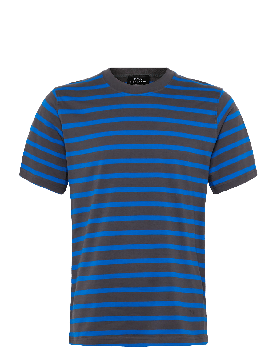 Mads Nørgaard - Cotton Jersey Stripe Frode Tee - kortærmede t-shirts - asphalt/lapis blue - 1