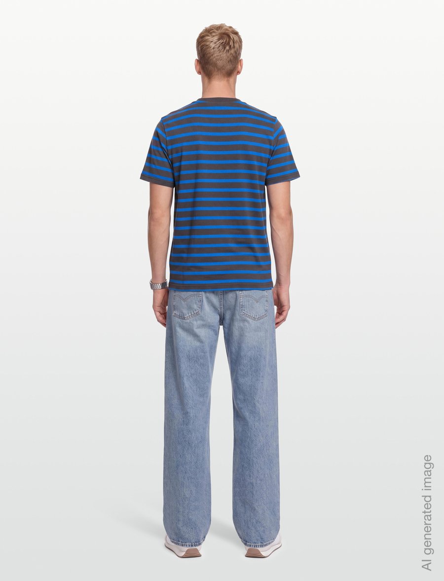 Mads Nørgaard - Cotton Jersey Stripe Frode Tee - kortærmede t-shirts - asphalt/lapis blue - 4