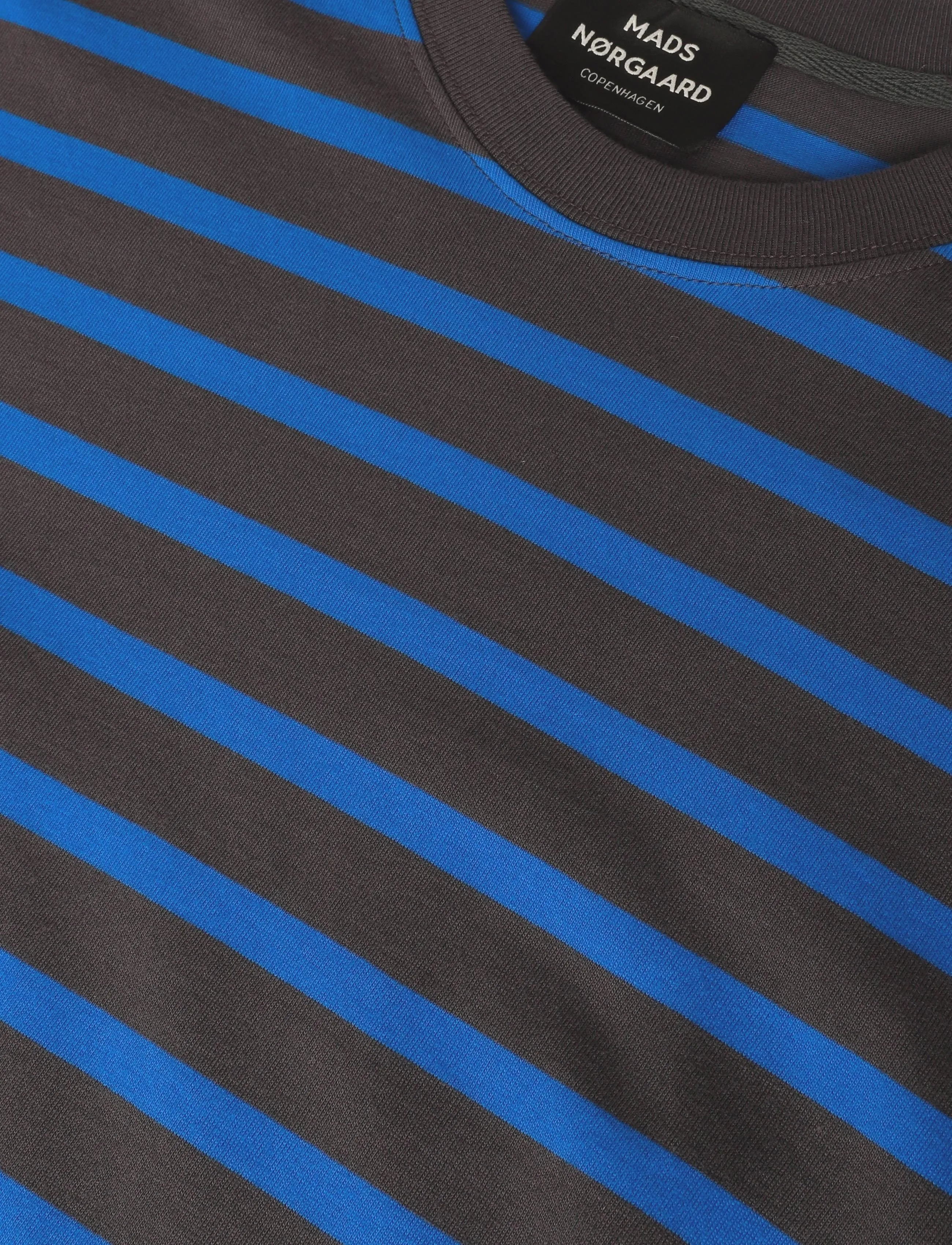 Mads Nørgaard - Cotton Jersey Stripe Frode Tee - kortærmede t-shirts - asphalt/lapis blue - 5