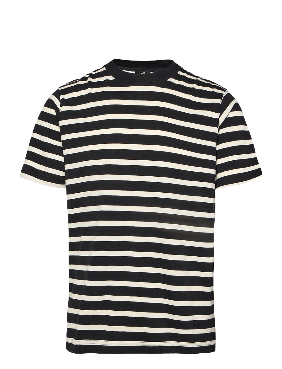 Mads Nørgaard - Cotton Jersey Stripe Frode Tee - kurzärmelige t-shirts - black/vanilla ice - 0