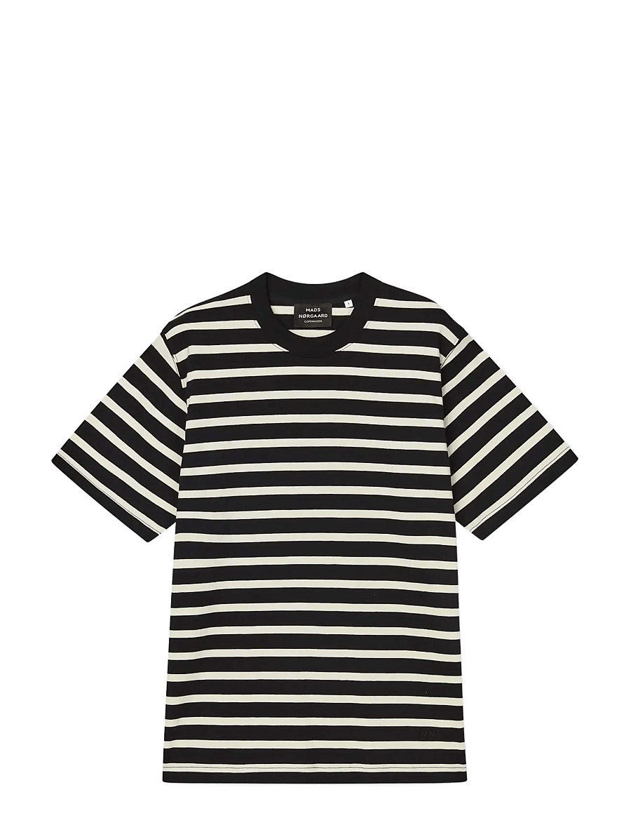 Mads Nørgaard - Cotton Jersey Stripe Frode Tee - kurzärmelige t-shirts - black/vanilla ice - 0
