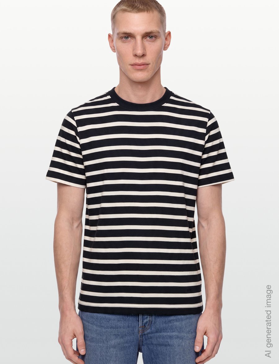 Mads Nørgaard - Cotton Jersey Stripe Frode Tee - kortærmede t-shirts - black/vanilla ice - 3