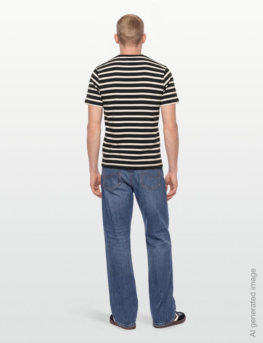 Mads Nørgaard - Cotton Jersey Stripe Frode Tee - kortærmede t-shirts - black/vanilla ice - 4