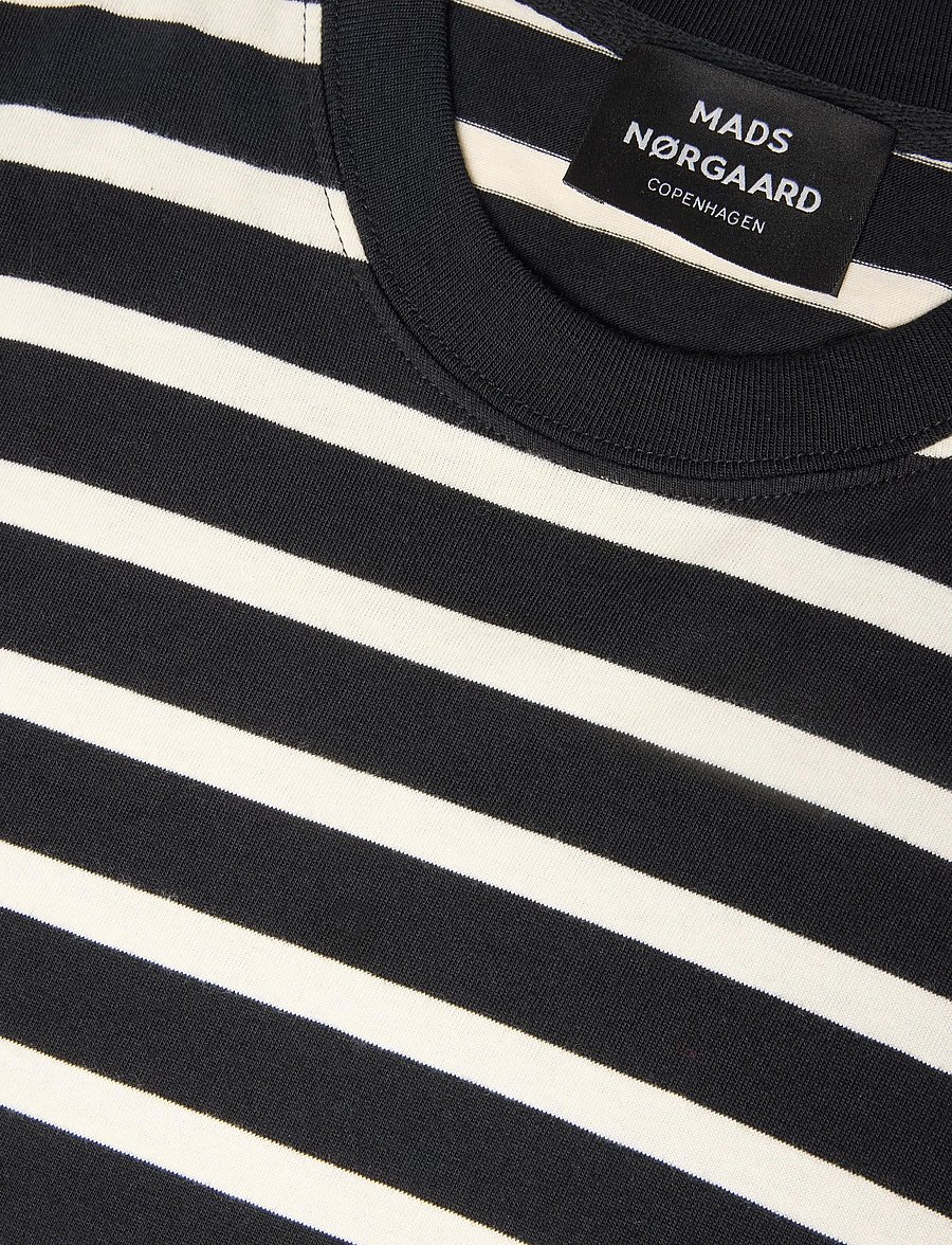 Mads Nørgaard - Cotton Jersey Stripe Frode Tee - kurzärmelige t-shirts - black/vanilla ice - 2