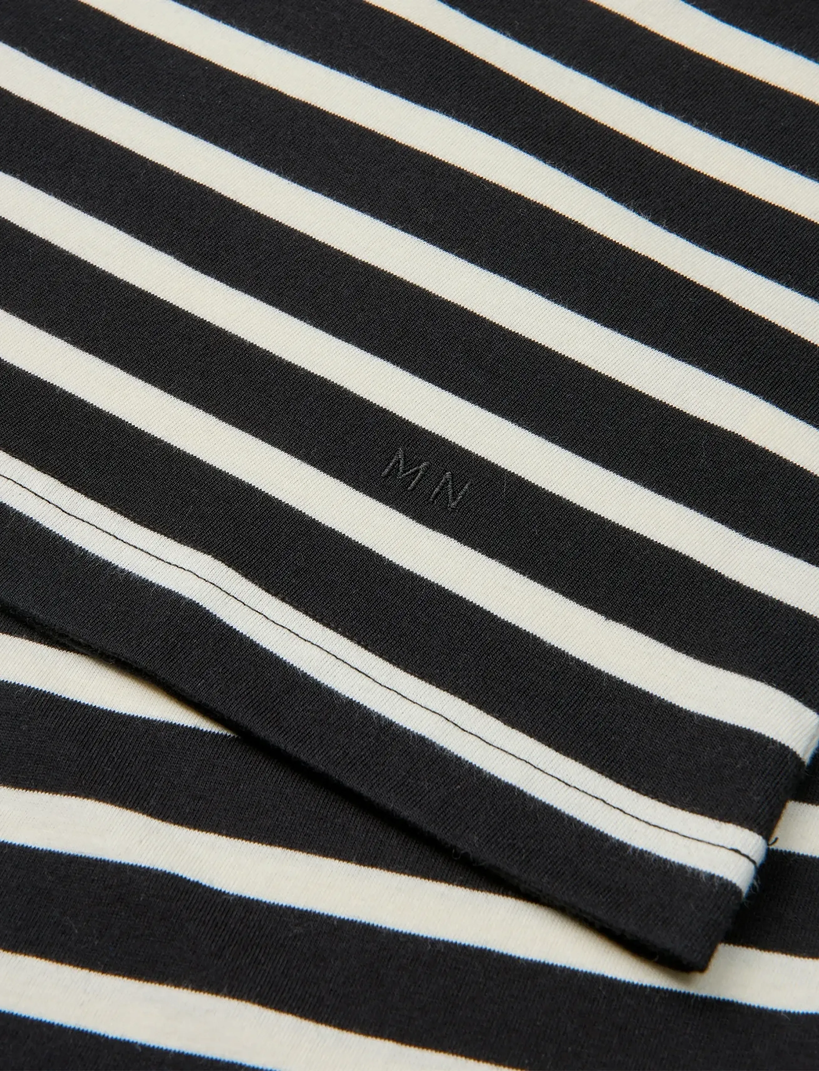 Mads Nørgaard - Cotton Jersey Stripe Frode Tee - kortärmade t-shirts - black/vanilla ice - 1