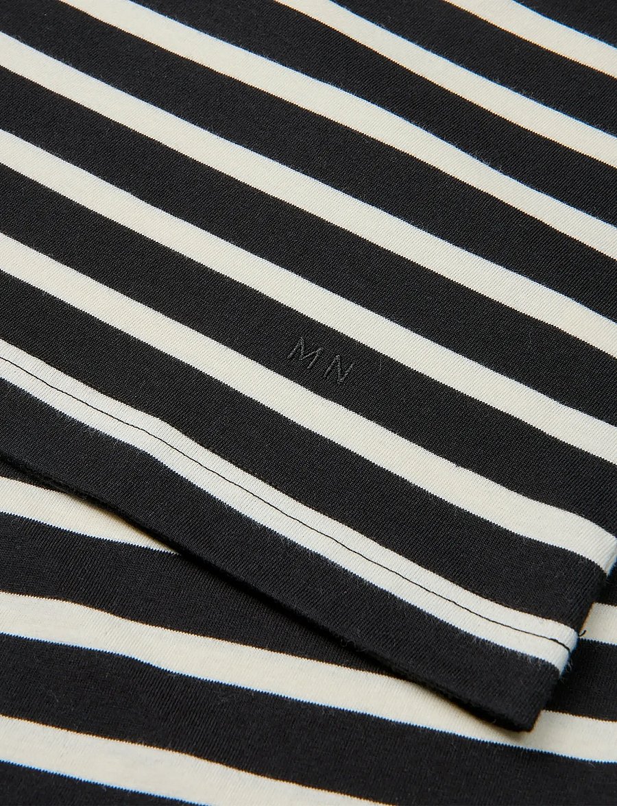 Mads Nørgaard - Cotton Jersey Stripe Frode Tee - kurzärmelige t-shirts - black/vanilla ice - 1