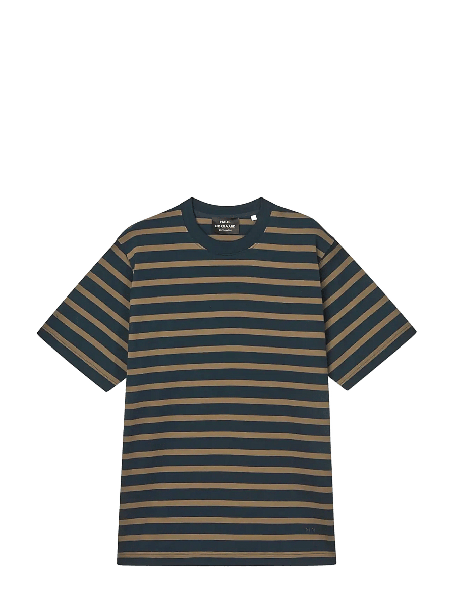 Mads Nørgaard - Cotton Jersey Stripe Frode Tee - kortärmade t-shirts - sky captain/tarmac - 0