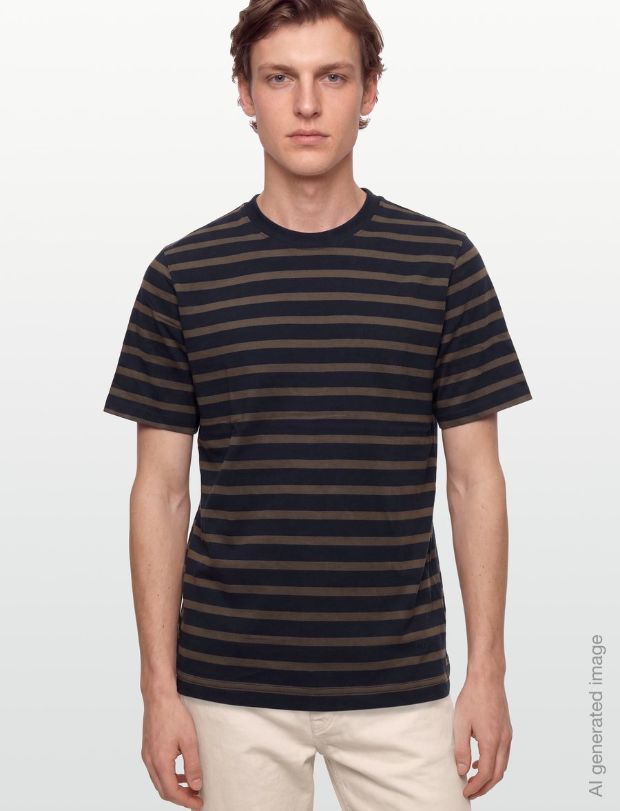 Mads Nørgaard - Cotton Jersey Stripe Frode Tee - kortærmede t-shirts - sky captain/tarmac - 3