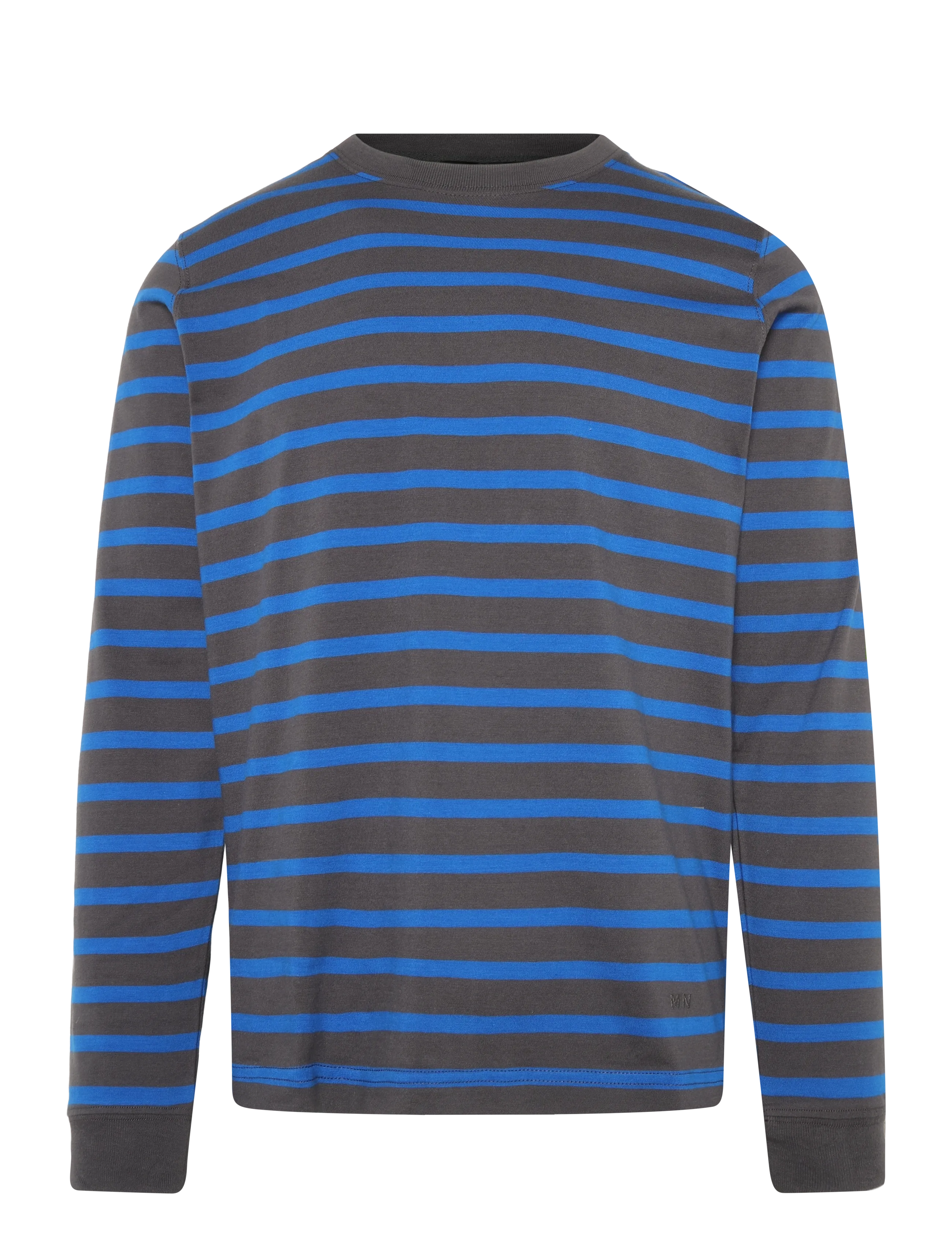 Mads Nørgaard Cotton Jersey Stripe Frode Tee LS - Mads Nørgaard - ASPHALT/LAPIS BLUE / navy