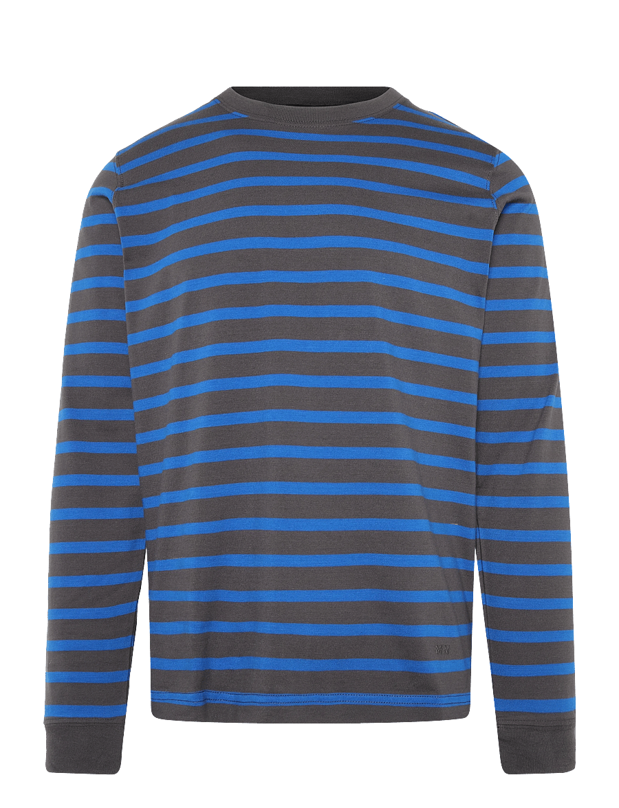 Mads Nørgaard - Cotton Jersey Stripe Frode Tee LS - pikkade varrukatega t-särgid - asphalt/lapis blue - 0