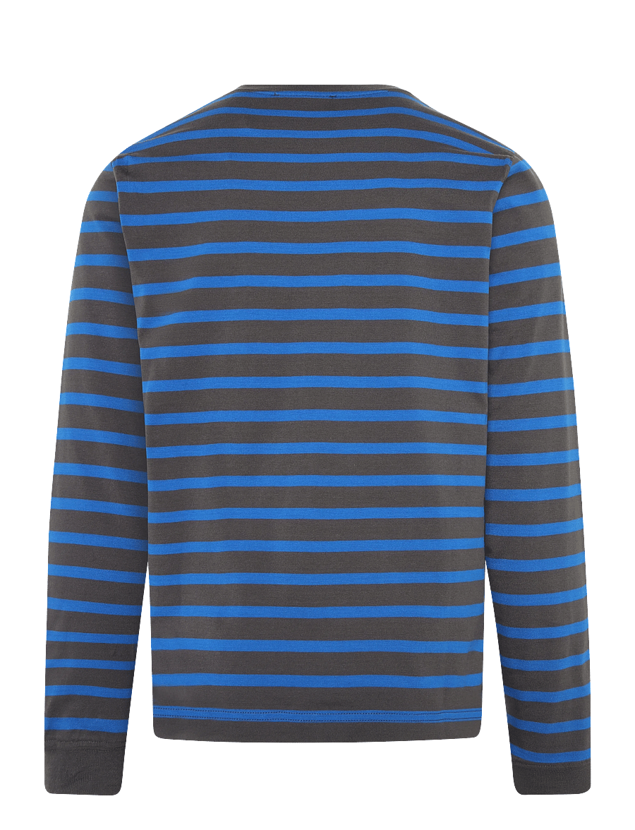 Mads Nørgaard - Cotton Jersey Stripe Frode Tee LS - pikkade varrukatega t-särgid - asphalt/lapis blue - 1