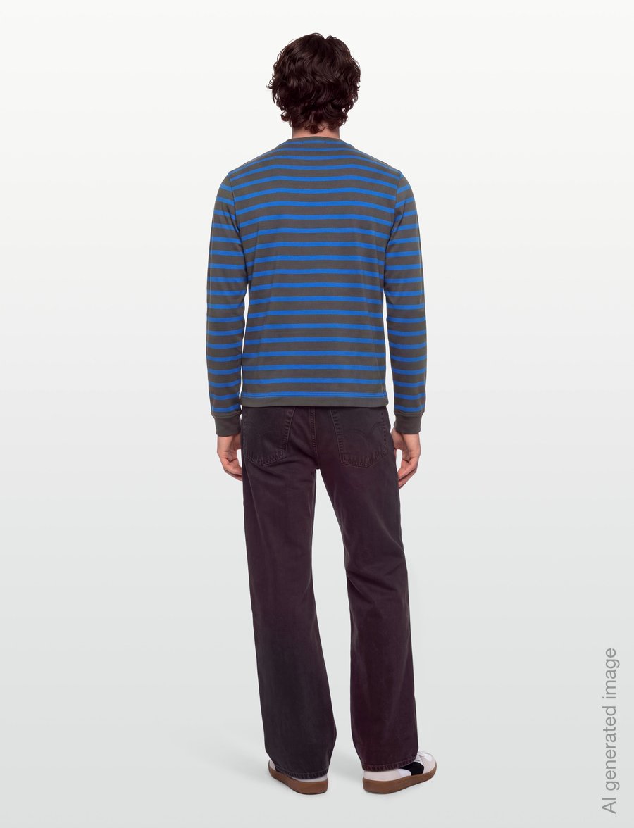 Mads Nørgaard - Cotton Jersey Stripe Frode Tee LS - langärmelige t-shirts - asphalt/lapis blue - 4