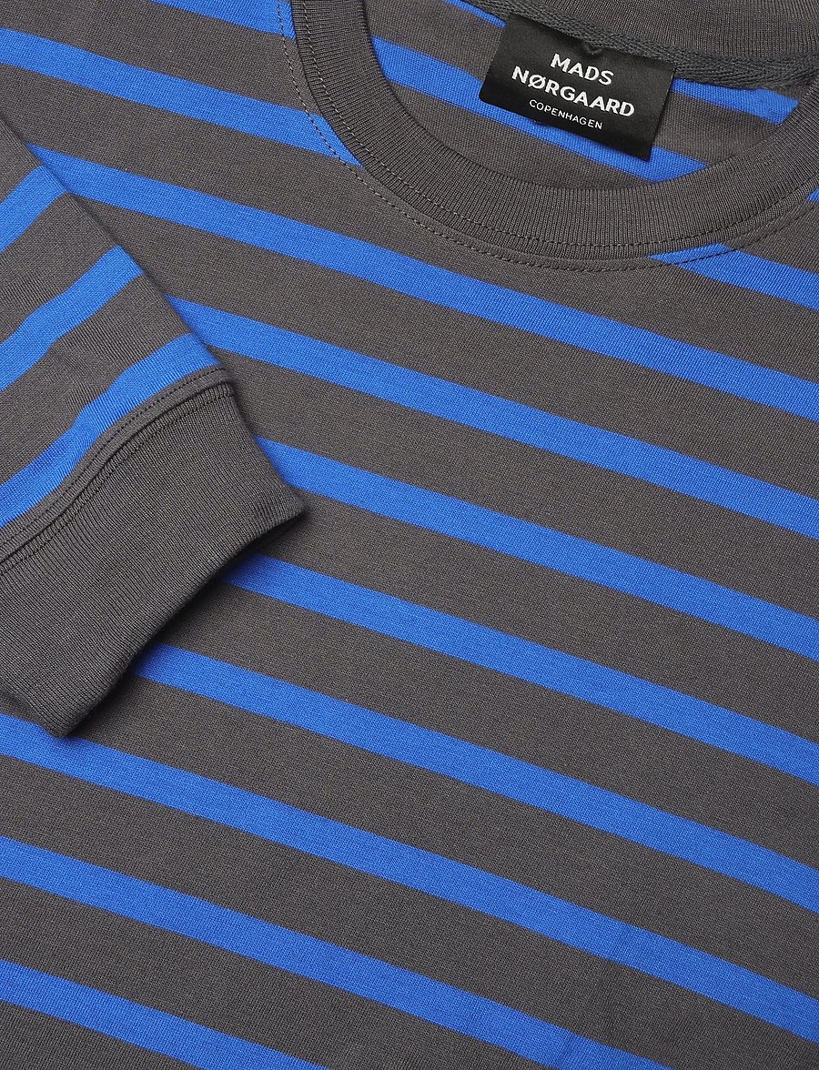 Mads Nørgaard - Cotton Jersey Stripe Frode Tee LS - pikkade varrukatega t-särgid - asphalt/lapis blue - 2