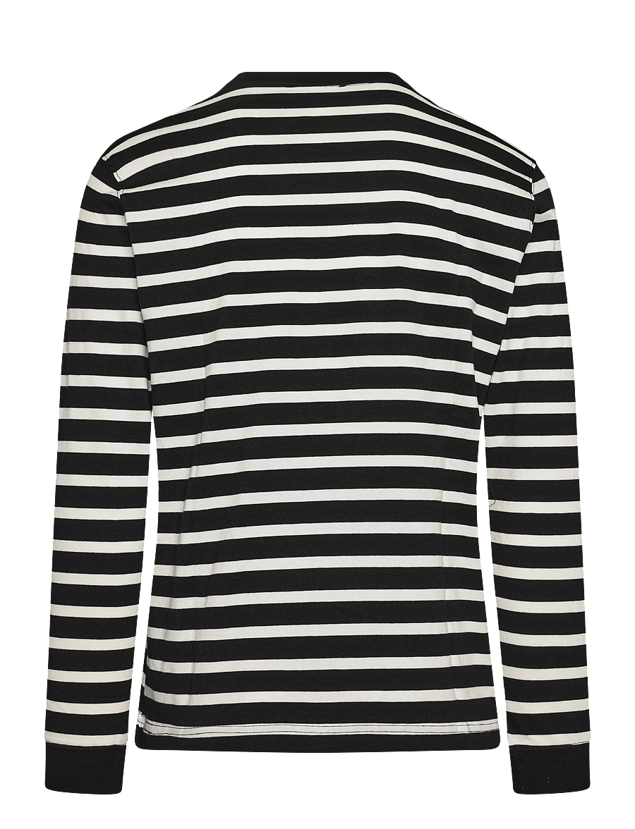 Mads Nørgaard - Cotton Jersey Stripe Frode Tee LS - long-sleeved t-shirts - black/vanilla ice - 1