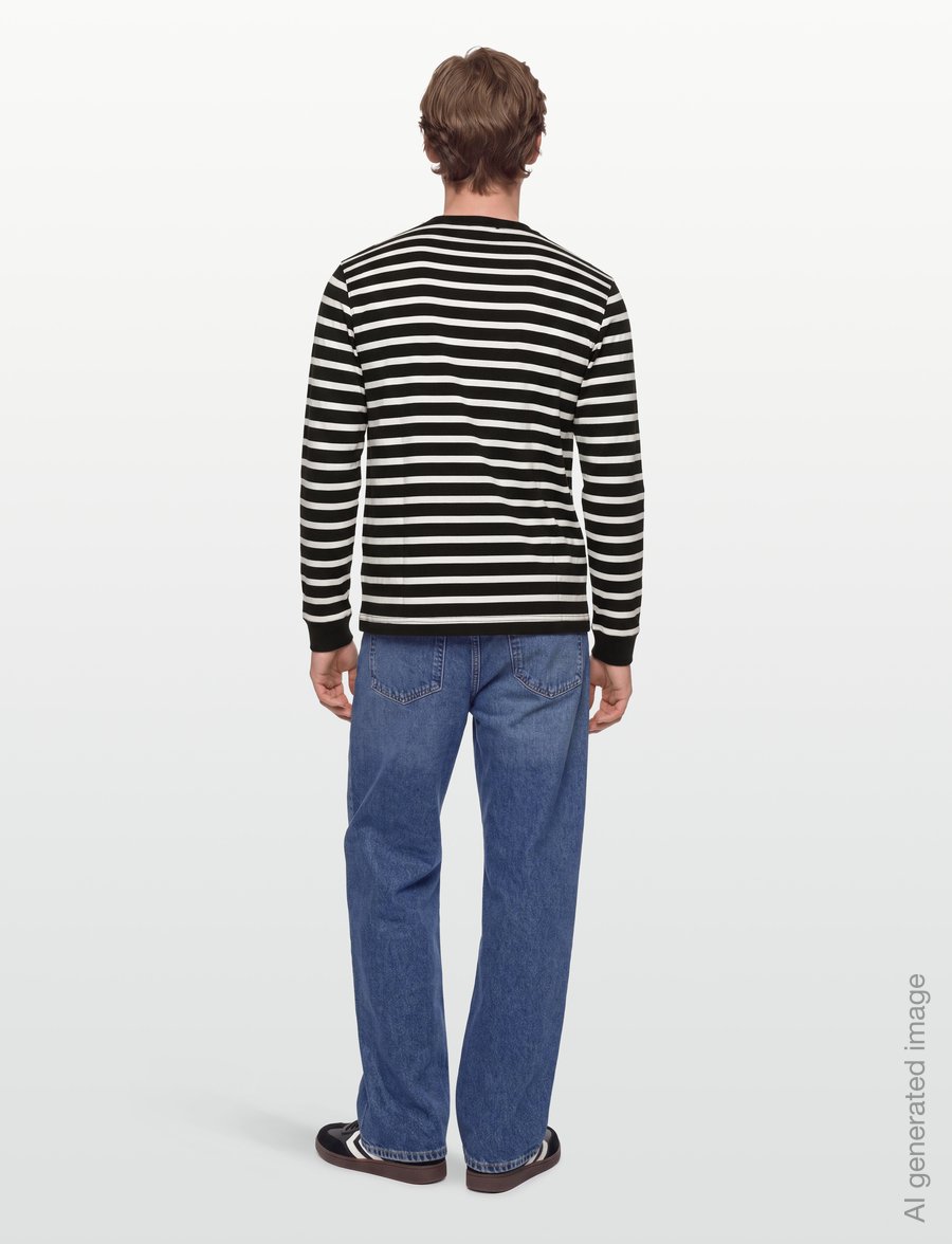 Mads Nørgaard - Cotton Jersey Stripe Frode Tee LS - langærmede t-shirts - black/vanilla ice - 4