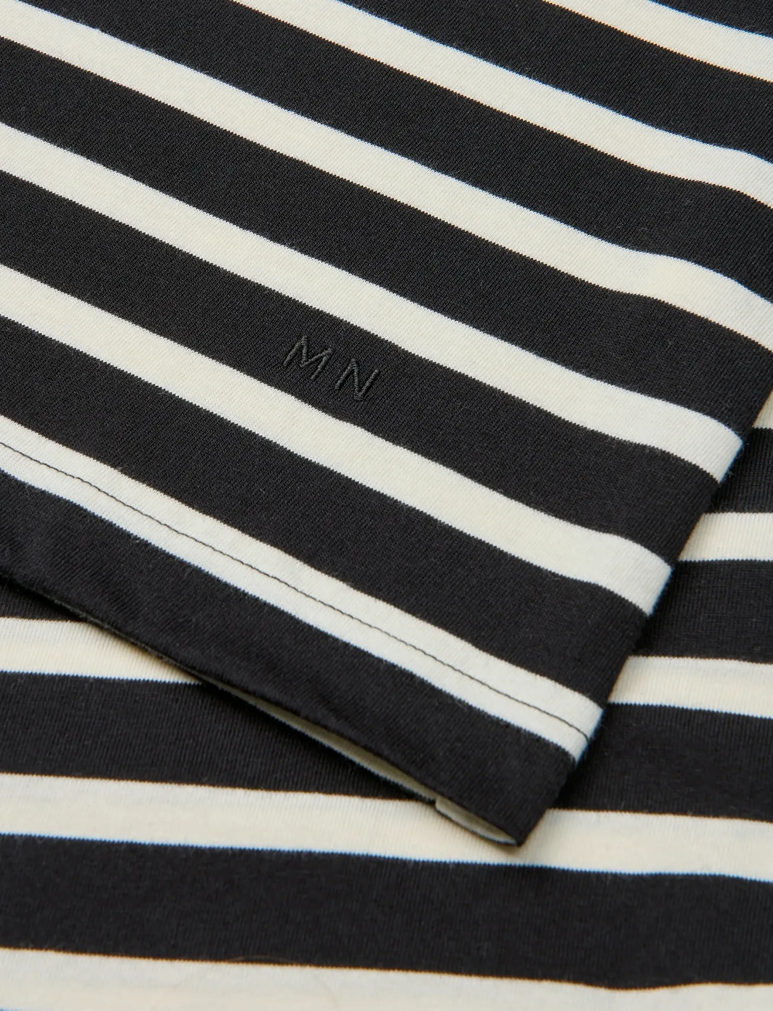 Mads Nørgaard - Cotton Jersey Stripe Frode Tee LS - långärmade t-shirts - black/vanilla ice - 1