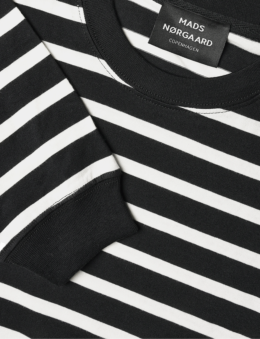 Mads Nørgaard - Cotton Jersey Stripe Frode Tee LS - long-sleeved t-shirts - black/vanilla ice - 2