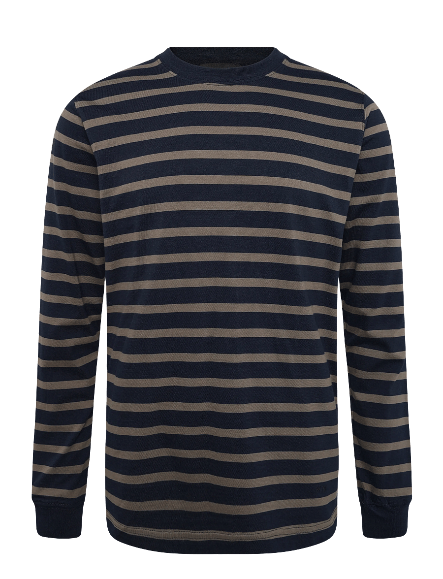 Mads Nørgaard - Cotton Jersey Stripe Frode Tee LS - langärmelige t-shirts - sky captain/tarmac - 1