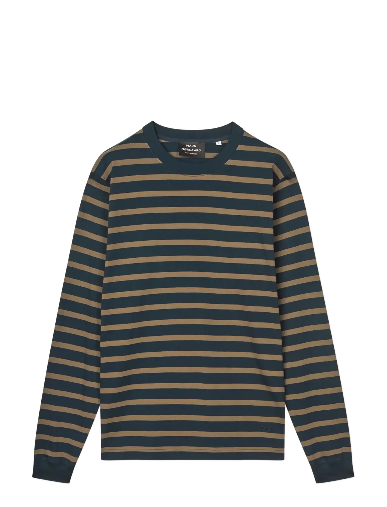 Mads Nørgaard Cotton Jersey Stripe Frode Tee LS - Nach Stil kaufen - SKY CAPTAIN/TARMAC / brown