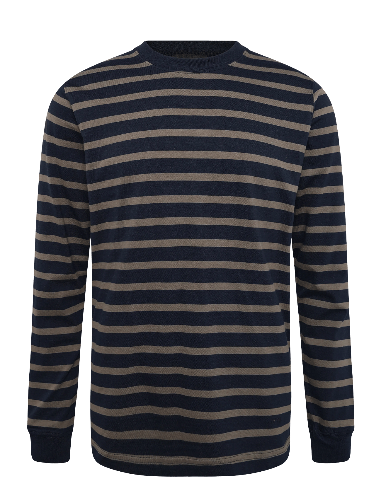 Cotton Jersey Stripe Frode Tee LS - SKY CAPTAIN/TARMAC