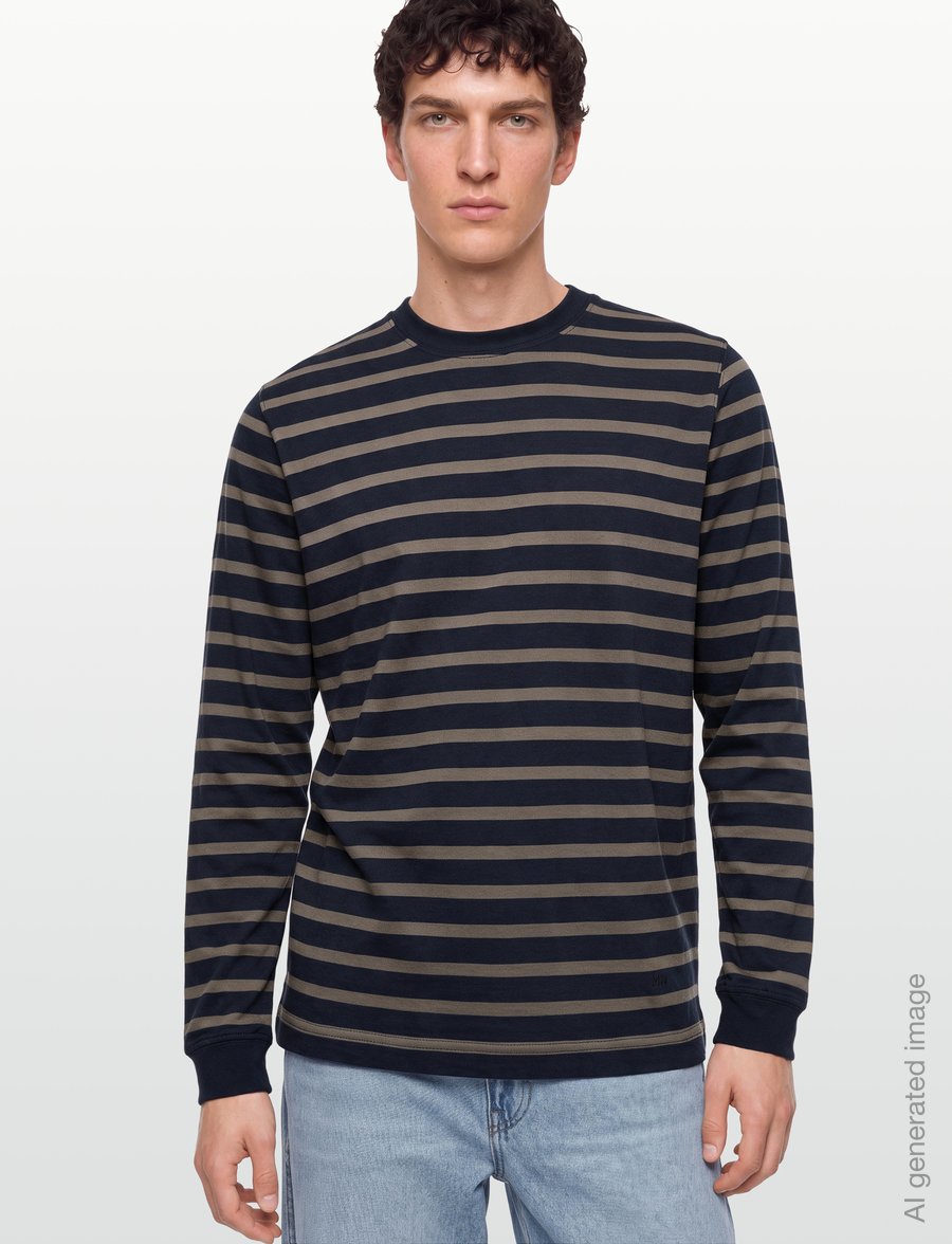 Mads Nørgaard - Cotton Jersey Stripe Frode Tee LS - langärmelige t-shirts - sky captain/tarmac - 3