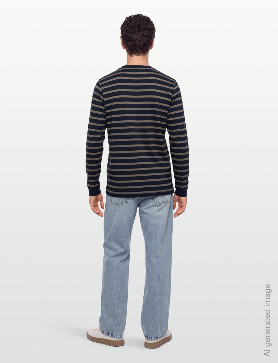 Mads Nørgaard - Cotton Jersey Stripe Frode Tee LS - langärmelige t-shirts - sky captain/tarmac - 4