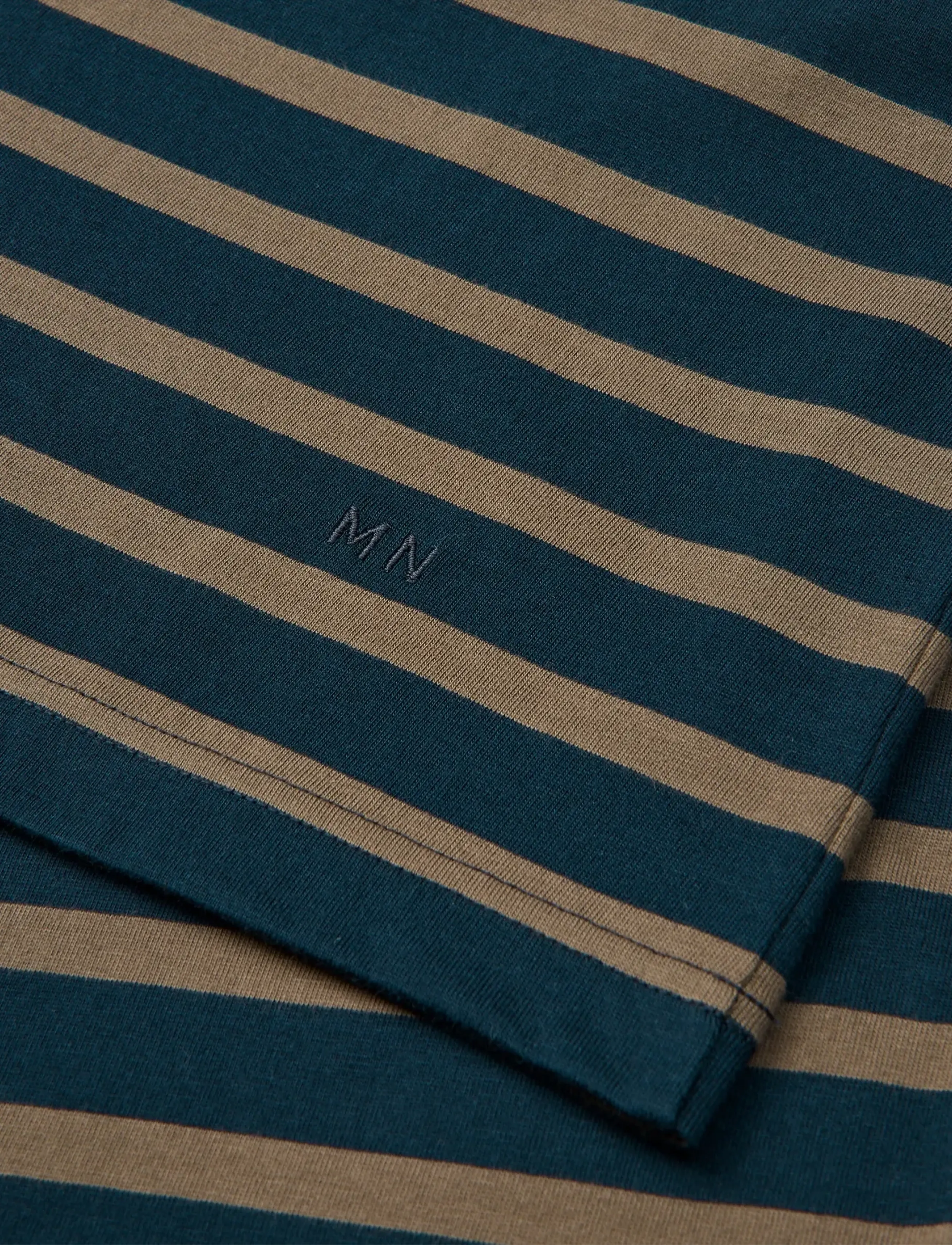 Mads Nørgaard - Cotton Jersey Stripe Frode Tee LS - sky captain/tarmac - 1