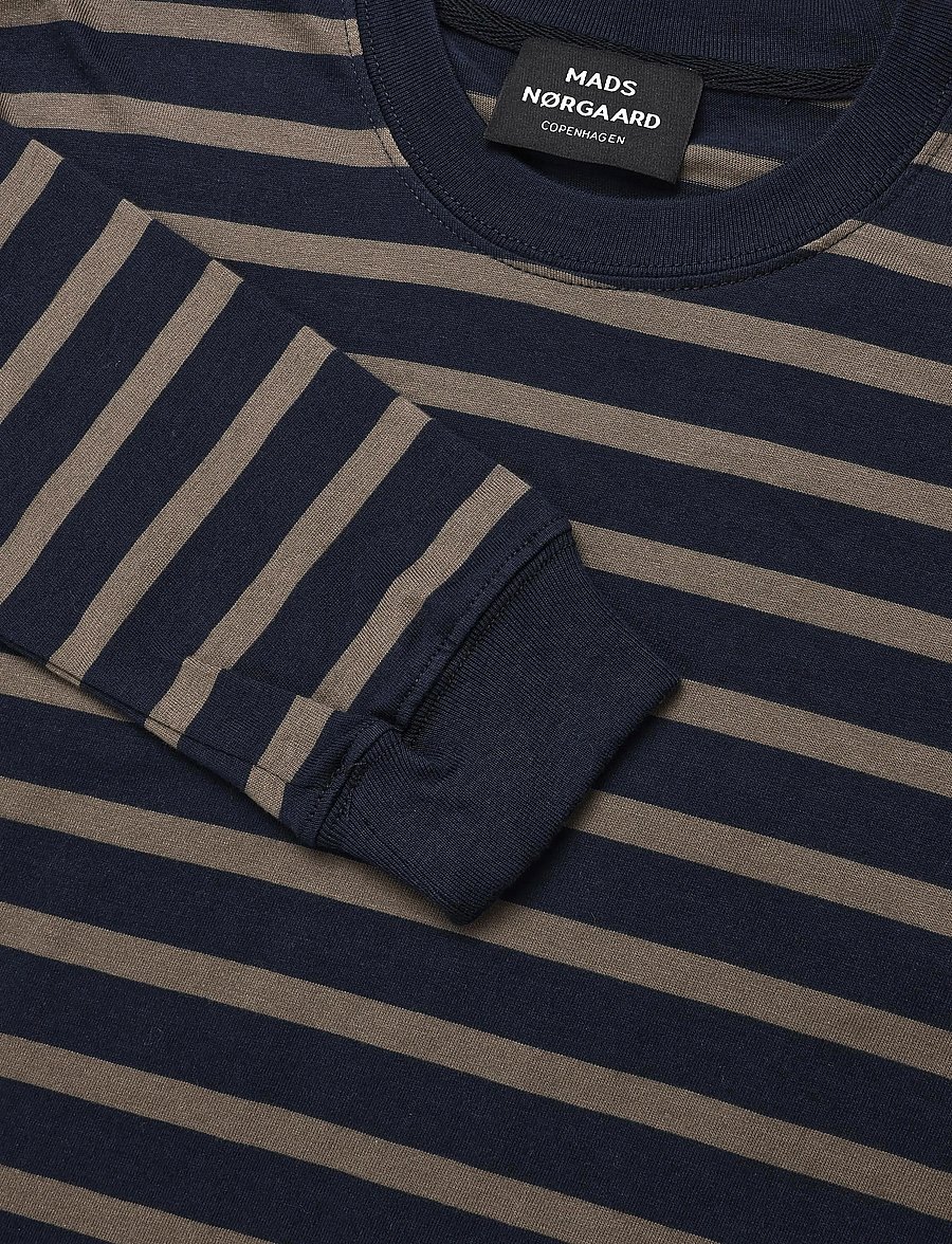 Mads Nørgaard - Cotton Jersey Stripe Frode Tee LS - langärmelige t-shirts - sky captain/tarmac - 5