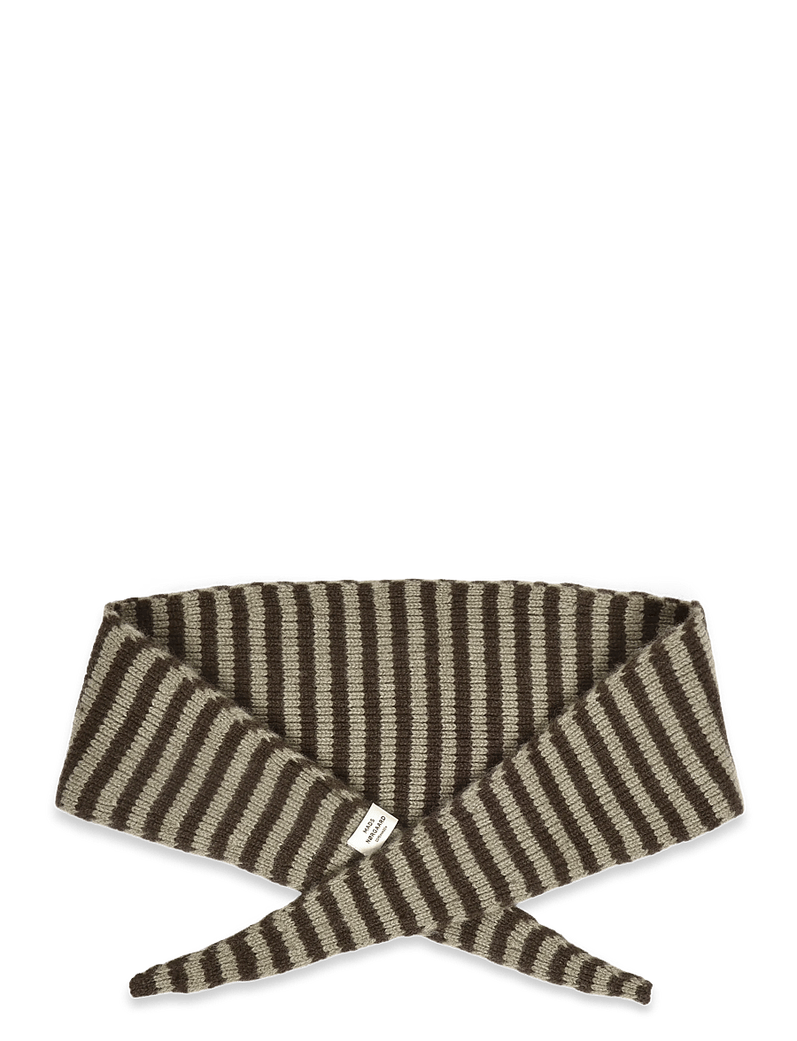 Mads Nørgaard - One Wool Momo Stripe scarf - talvesallid - demitasse/roasted cashew - 0