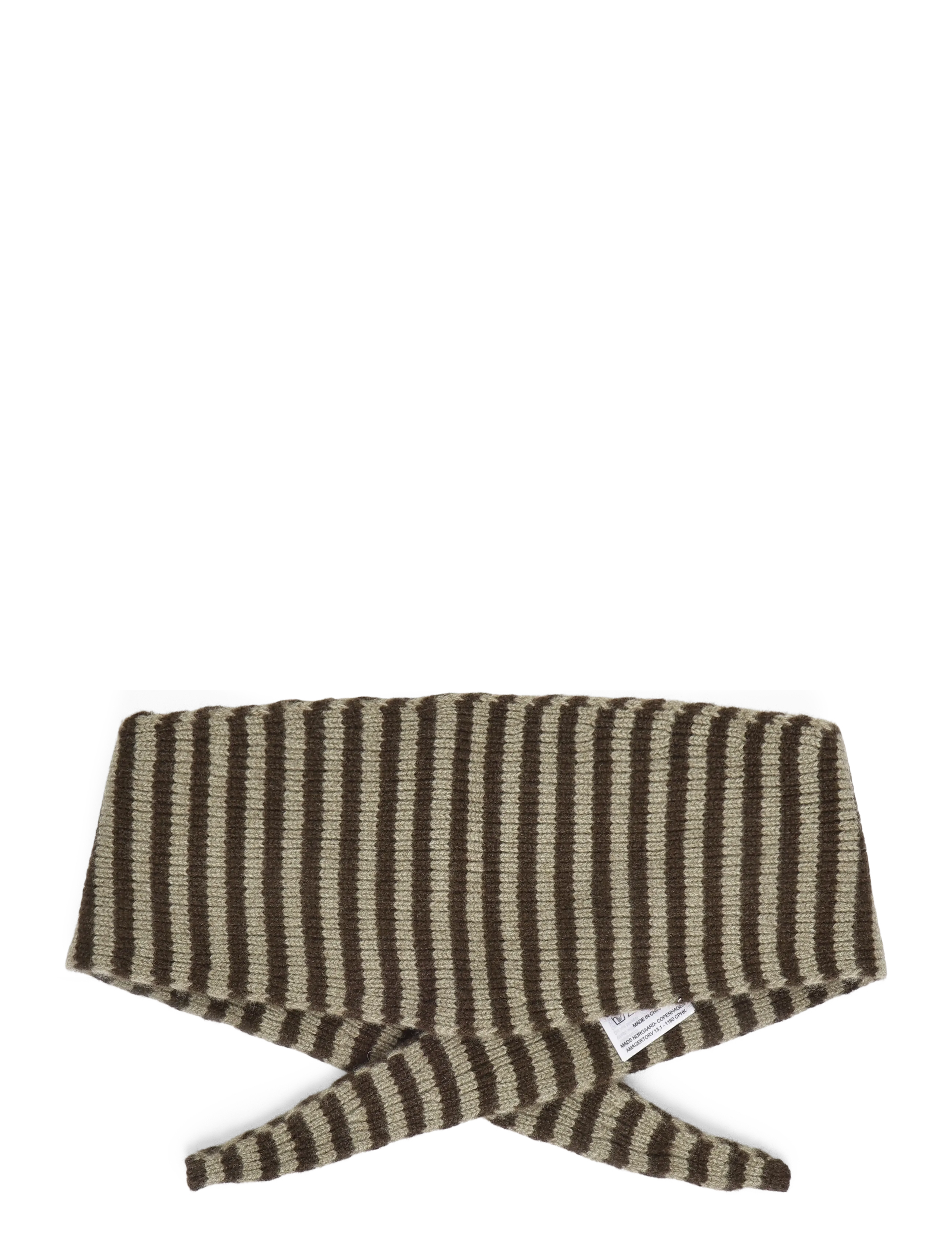 Mads Nørgaard - One Wool Momo Stripe scarf - talvesallid - demitasse/roasted cashew - 1