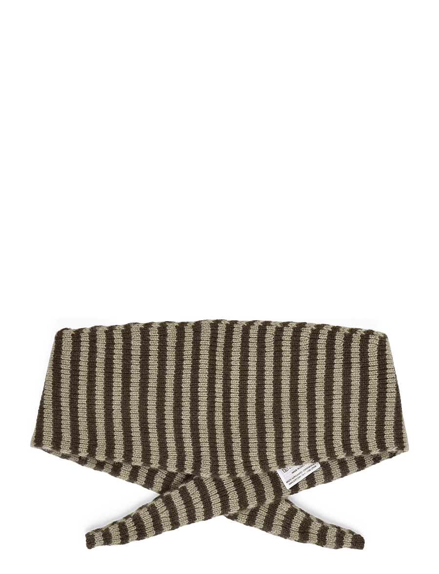 Mads Nørgaard - One Wool Momo Stripe scarf - talvesallid - demitasse/roasted cashew - 1